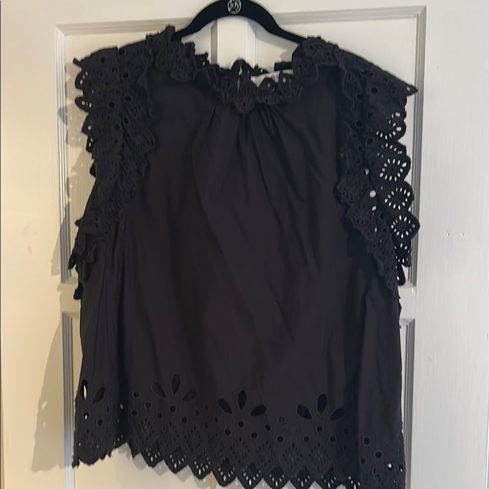 Sea Black Sleeveless Ruffled Embellished Blouse